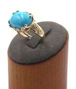 14kt Yellow gold East West oval turquoise and diamond accent cocktail ring