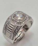 Men's 18 Kt White Gold Plate 1 Ct Lab Simulated Diamond Ring