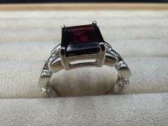 Sterling Silver 925 Genuine Natural Garnet Gemstone Ring Size 6