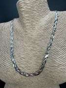 Sterling Silver Tri Colored Braided Herringbone Necklace 5mm 925 Italy Chain 22"