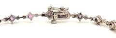 14kt White gold 0.37ctw Bezel set diamond and pink sapphire link bracelet