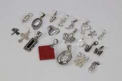 Sterling Silver Curated Pendant Assortment Various Sizes & Styles (20 Pendant Lot)