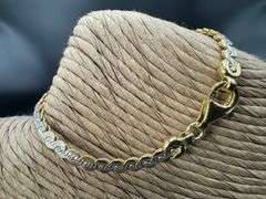 Sterling Silver 925 Serpentine 7" Two Tone Bracelet with 24k Gold Plating
