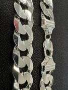 Men's 15.5mm Solid .925 Sterling Silver Flat Curb Chain Link Italy Necklace 24" inch