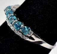 Blue Topaz and CZ Gemstone Ring  in Sterling Silver