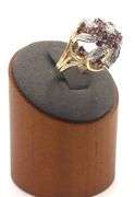 14kt Yellow gold 0.65ctw diamond and 0.55ctw ruby open art flower cluster ring