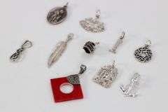 Sterling Silver Curated Pendant Assortment Various Sizes & Styles (10 Pendant Lot)