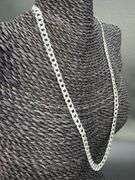 Men's 5.5mm Solid .925 Sterling Silver Flat Curb Chain Link Italy Necklace