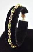 Precious 5.48CTW Marquise-Cut Peridot Gemstone & Diamond Bracelet in 14K Yellow Gold Over Sterling S