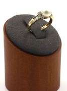 10kt Yellow gold 7mm pearl and diamond baguette ring