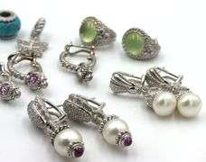 Lot of Judith Ripka 925 sterling silver earrings and charms