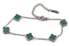 Malachite stainless steel adjustable bracelet