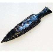 Hand-Knapped Black Obsidian Knife