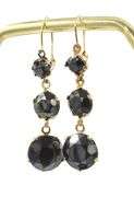 10kt Yellow gold 3 Hematite dangle earrings