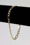10k Yellow Gold Hollow Pave Figaro Link Chain 5.3mm Bracelet 8"