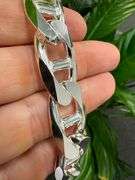 Sterling Silver 16mm Heavy Mariner Chain Cuban Flat Link 925 Italy Bracelet 9"