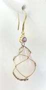 10kt Yellow gold Chrysophase and Amethyst dangle earrings