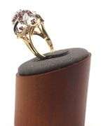 14kt Yellow gold 0.65ctw diamond and 0.55ctw ruby open art flower cluster ring