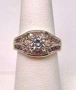Gorgeous 14 Kt Yellow Gold Plated 4.45 Ctw Lab Simulated Diamond Ring