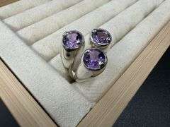 Sterling Silver 925 Natural Gemstone Amethyst Ring Size 6