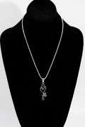 .925 Sterling Silver Necklace and Pendant w/ Iolite Gem Stones 54mm x 15mm