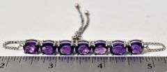 Amethyst Gemstone Bracelet in Sterling Silver