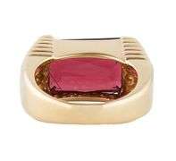 5.90ct Radiant Cut Rhodolite Garnet Solitaire Ring in 14K