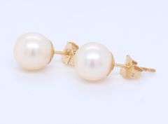 14kt Yellow gold 7.5-8mm pearl stud earrings