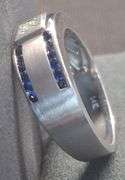 Gorgeous 14K White gold with Natural Princess cut and Round Sapphire stones Wedding Band