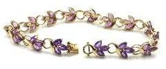 14kt Yellow gold marquise amethyst flower Infinity station bracelet