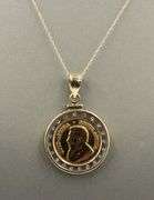 1/10oz Kruferrand coin pendant on 14kt yellow gold chain