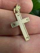 10k Yellow Gold Cross with Hearts Pendant Classic Love Christian Charm
