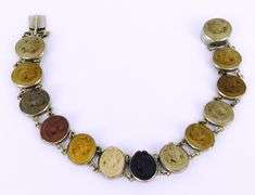 19th C. Antique Carved Lava Cameo Bracelet