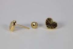 10k Yellow Gold Diamond-Cut Shiny Heart Stud Earrings