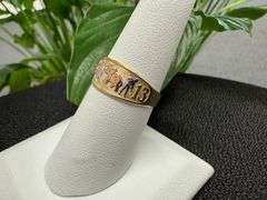 10k Yellow Gold Good Luck Horseshoe Clover Owl Elephant Thirteen Ring Size 7.5
