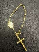 Gold Plated 925 Sterling Silver 3mm Bead Diamond Cut Rosary 7" Bracelet