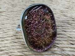Sterling Silver 925 One of a Kind Dichroic Glass Ring Size 6.5
