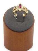 18kt Yellow gold 0.49ctw ruby and 0.85ctw diamond halo marquise ring