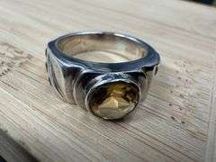 Sterling Silver Citrine Gemstone Ring Size 6
