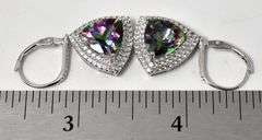 Mystic Topaz and CZ Gemstone Dangle Earrings in Sterling Silver