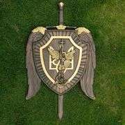 Hand-Carved Wooden Archangel Michael Shield