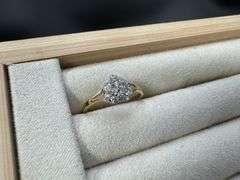 10k Yellow Gold Round White CZ Shield Heart Ring Promise Band Size 7