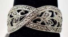 Lovely Vintage Style Ring in 10K White Gold