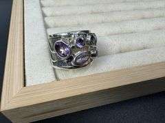 Sterling Silver Natural Gemstone Amethyst Ring Size 7