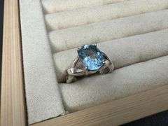 Sterling Silver 925 Natural Gemstone Blue Topaz Ring Size 9