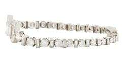 3.85ctw Baguette and Round Diamond Art Deco Graduated Bracelet in Platinum