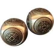 Pair of Brass Rotating Feng Shui Lucky Balls