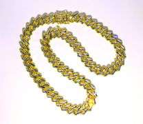 Huge 158.9 Grams 14 Kt Gold Plated Simulated Diamond Miami Curb Link Chain Necklace