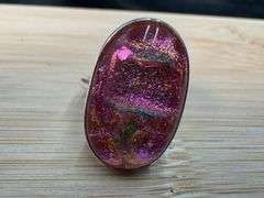 Sterling Silver 925 One of a Kind Dichroic Glass Ring Size 7.75