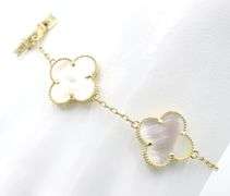 Lovely 14K Yellow Gold Mother of Pearl 3 Motif Bracelet